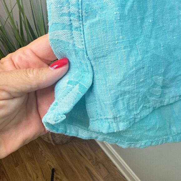 Tasso Elba Island XL Tropical Print Silk Linen‎ Short Sleeve Button Up Shirt - Picture 5 of 10